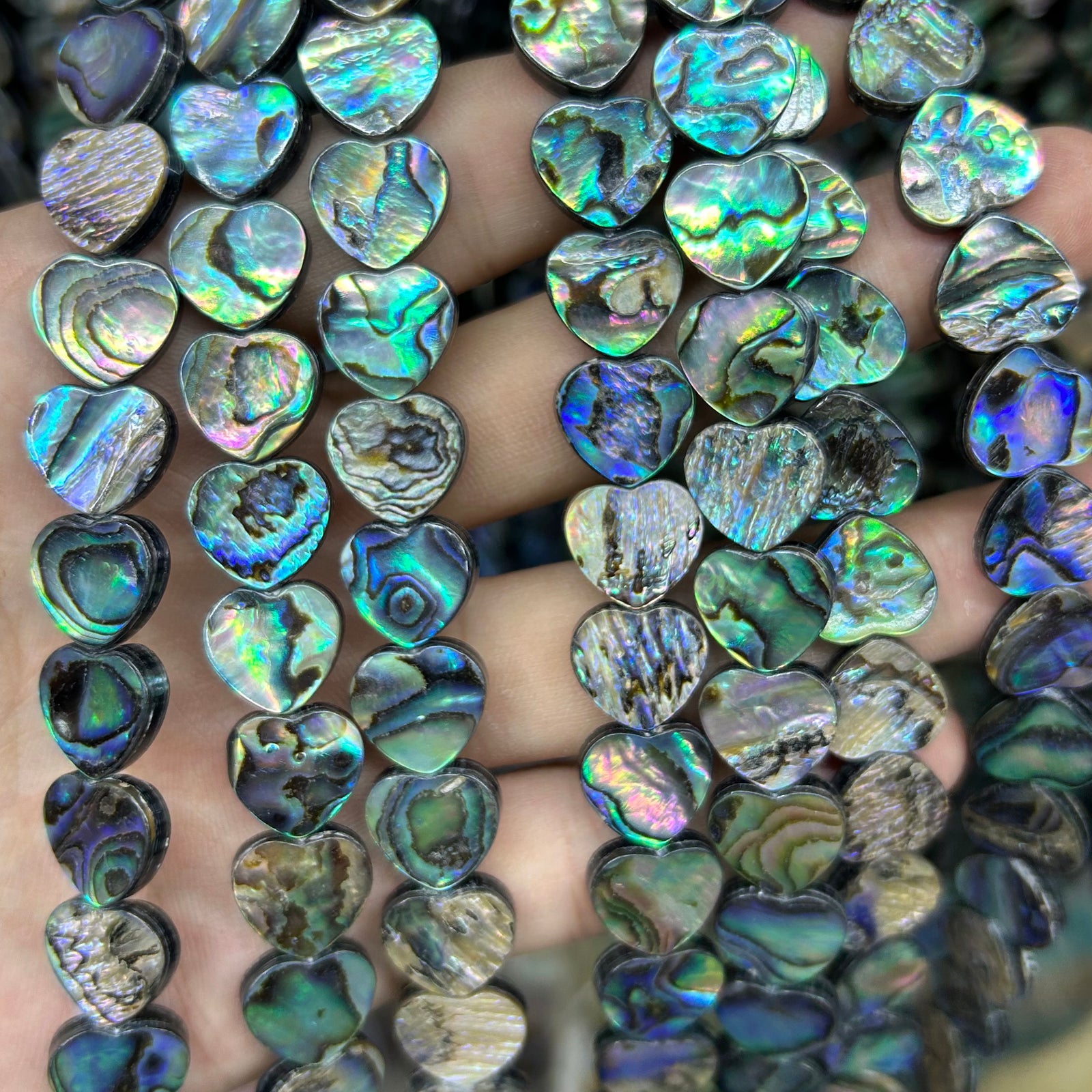 Abalone Shell Beads Flat Heart Beads 12mm 14mm 16mm 15''