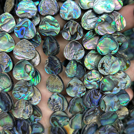 Abalone Shell Beads Flat Heart Beads 12mm 14mm 16mm 15''