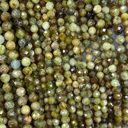 Yellow Green Garnet Faceted Beads 2mm 3mm 4mm 15''