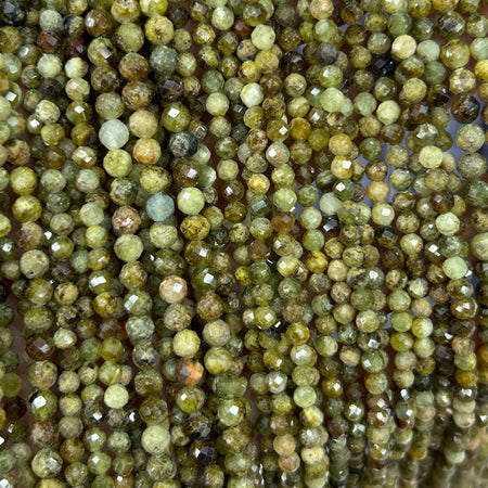 Perles à facettes en grenat jaune vert 2 mm 3 mm 4 mm 15''