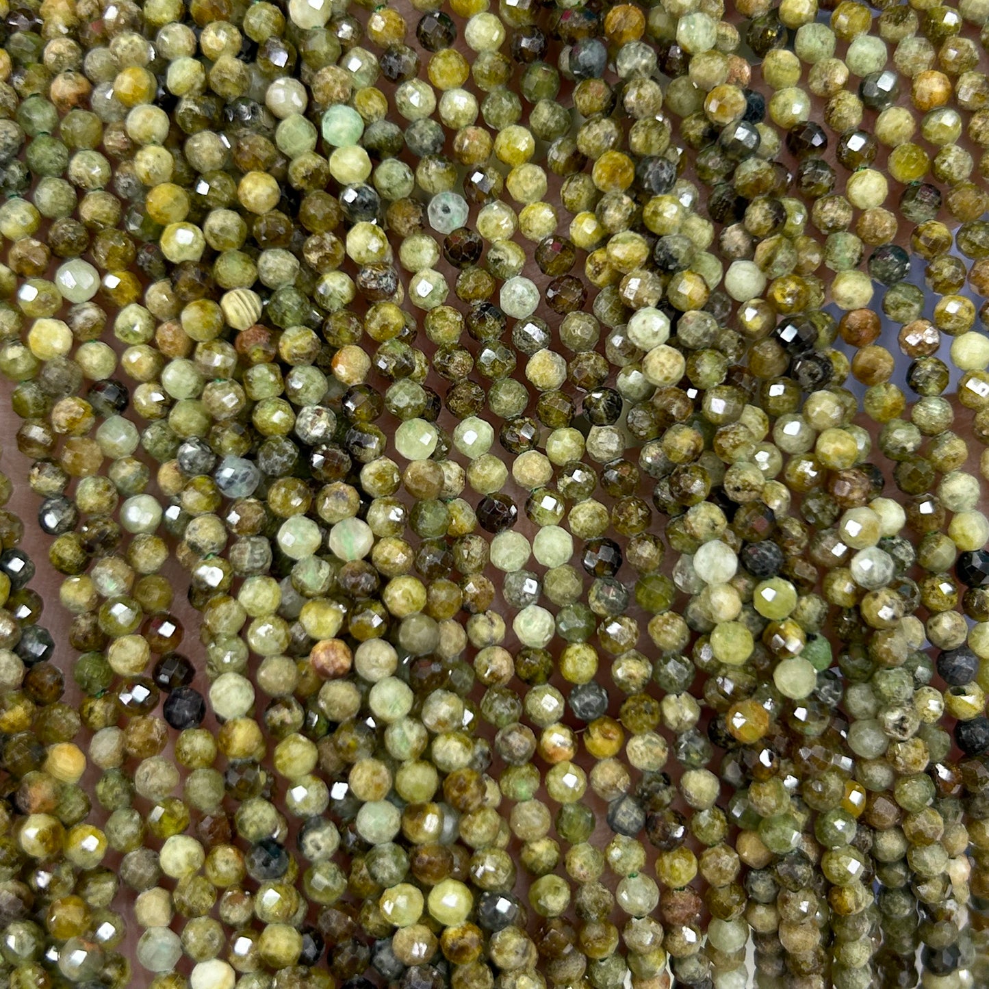 Yellow Green Garnet Faceted Beads 2mm 3mm 4mm 15''