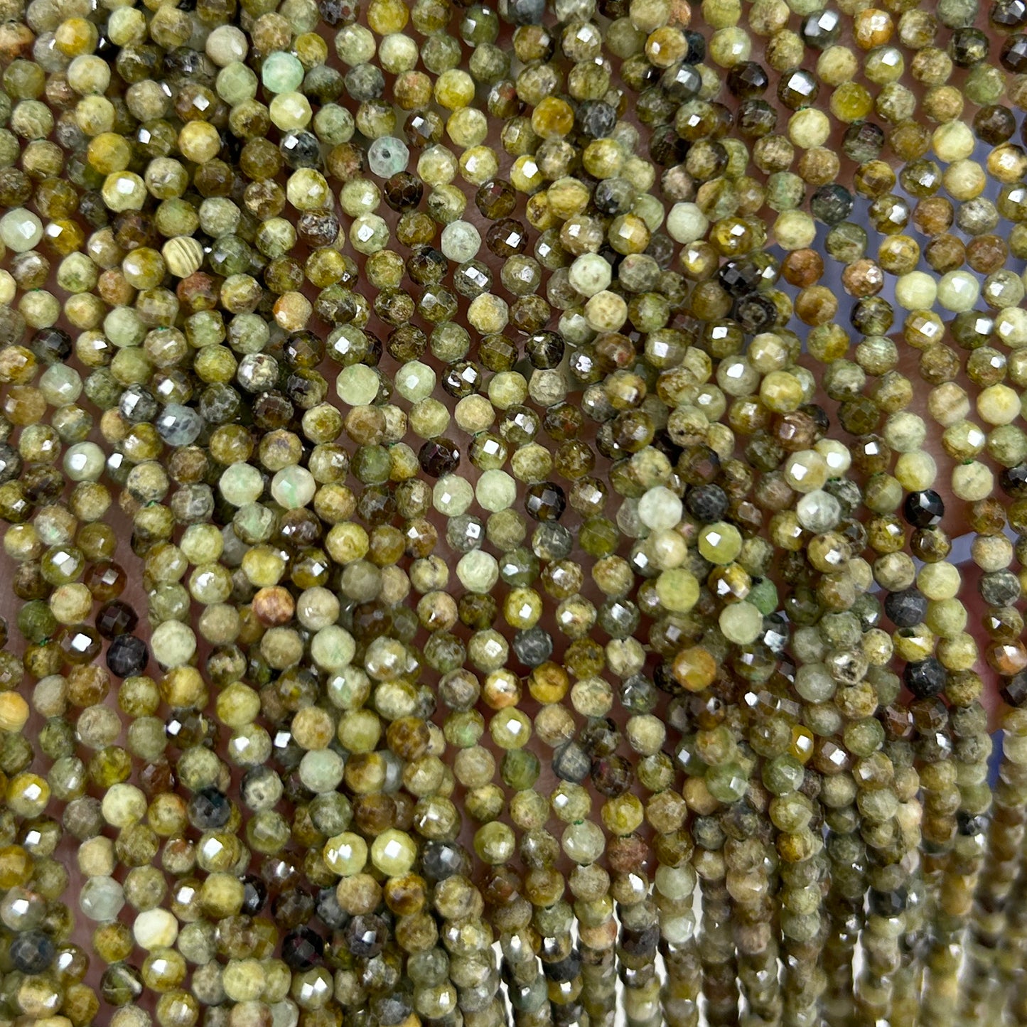 Yellow Green Garnet Faceted Beads 2mm 3mm 4mm 15''