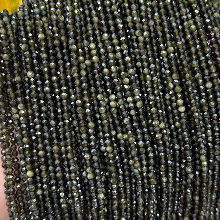 Gold Obsidian Faceted Beads 2mm 3mm 4mm 15''