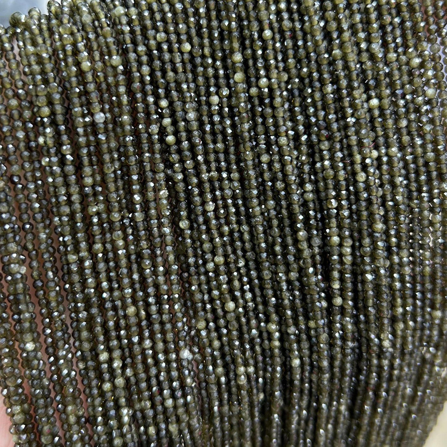 Gold Obsidian Faceted Beads 2mm 3mm 4mm 15''