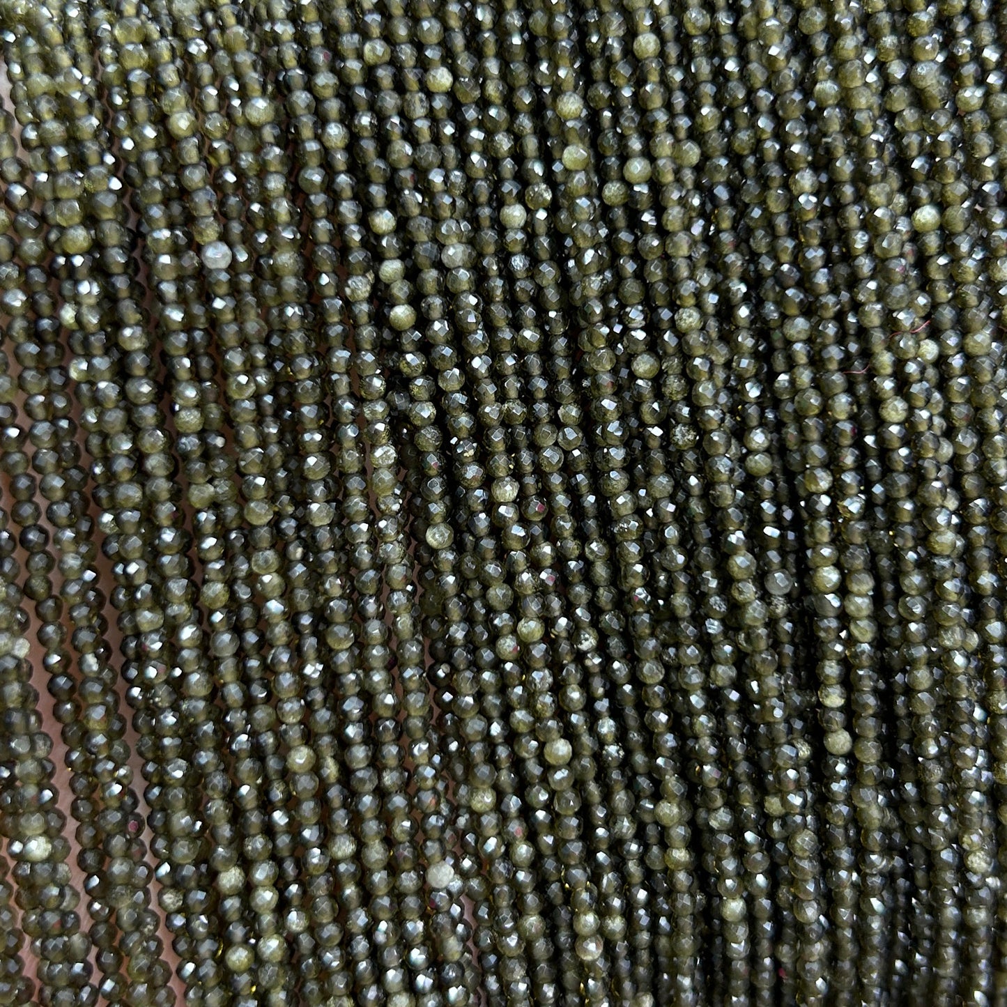 Gold Obsidian Faceted Beads 2mm 3mm 4mm 15''