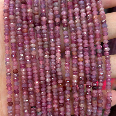 Ruby Rondelle Faceted Beads 15''