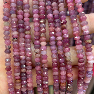 Ruby Rondelle Faceted Beads 15''