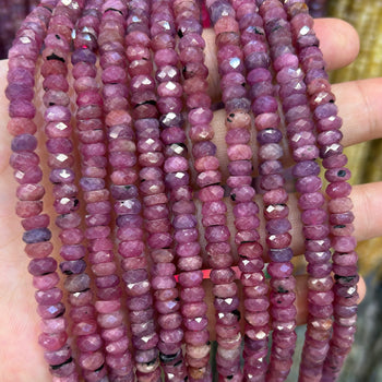 Ruby Rondelle Faceted Beads 15''
