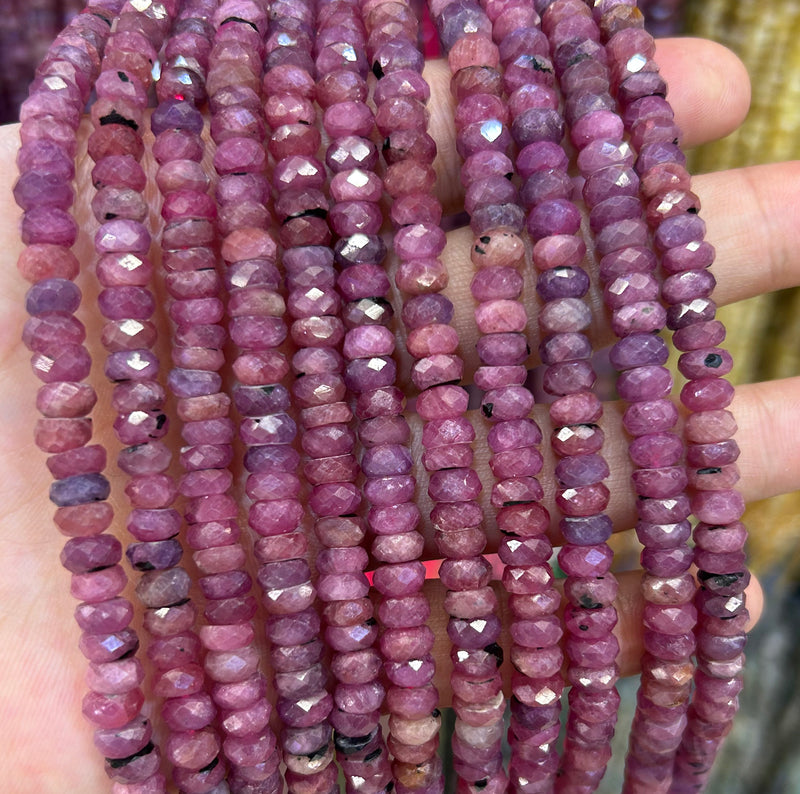 Ruby Rondelle Faceted Beads 15''