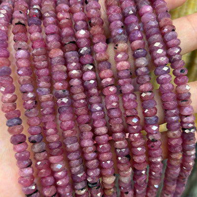 Ruby Rondelle Faceted Beads 15''