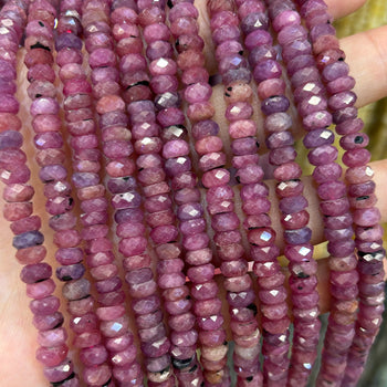 Ruby Rondelle Faceted Beads 15''