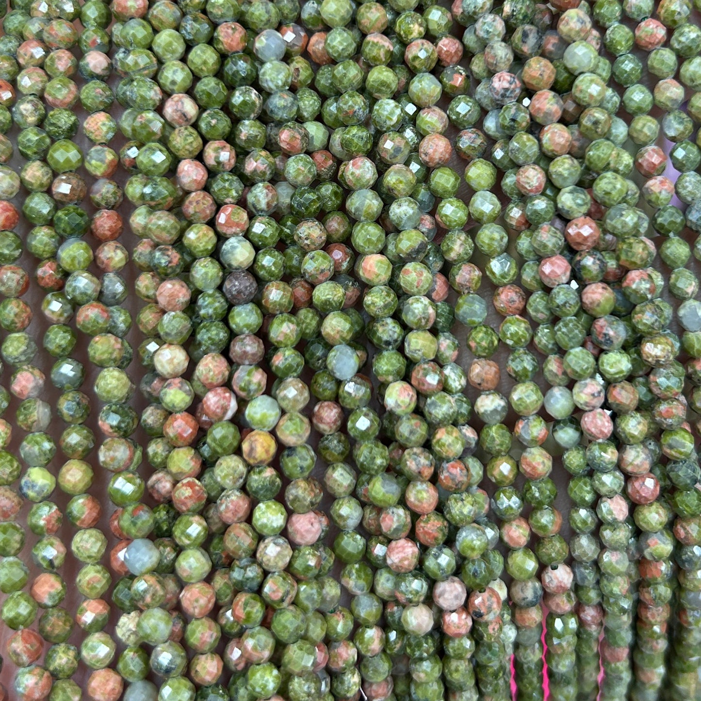 Unakite Faceted Beads 2mm 3mm 4mm 15''