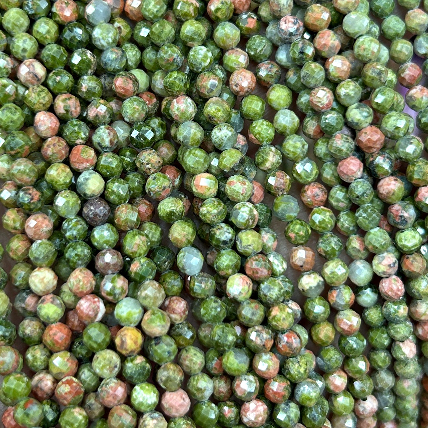 Unakite Faceted Beads 2mm 3mm 4mm 15''