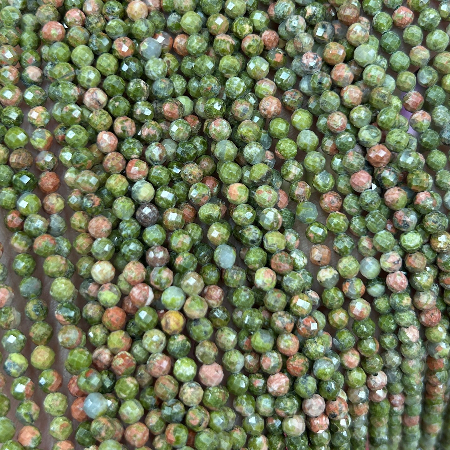 Unakite Faceted Beads 2mm 3mm 4mm 15''