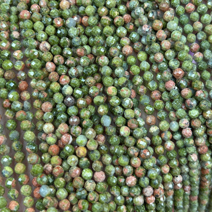 Unakite Faceted Beads 2mm 3mm 4mm 15''