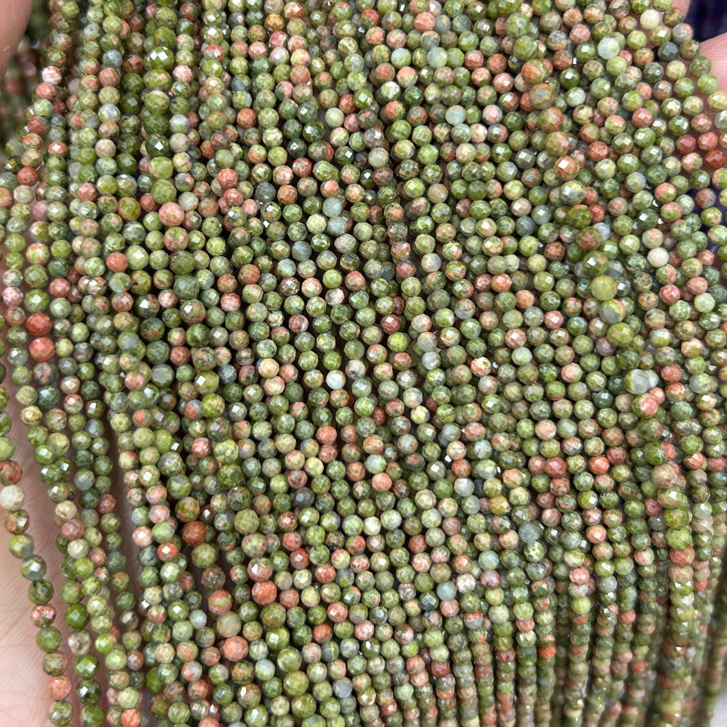 Unakite Faceted Beads 2mm 3mm 4mm 15''