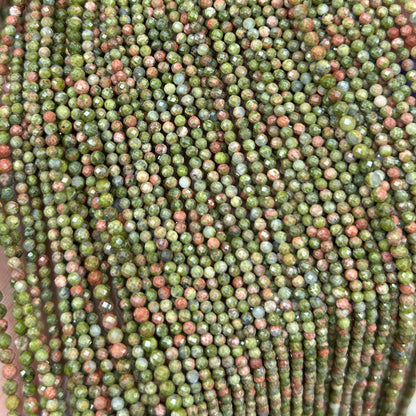 Unakite Faceted Beads 2mm 3mm 4mm 15''