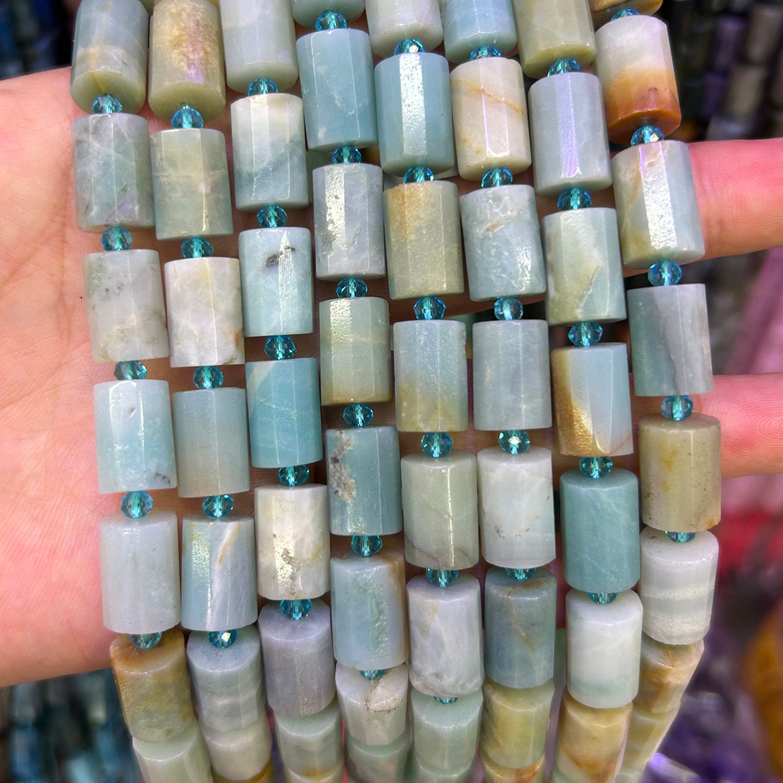 Perles à facettes en tube de cristal de quartz 10 x 14 mm, 22 pièces