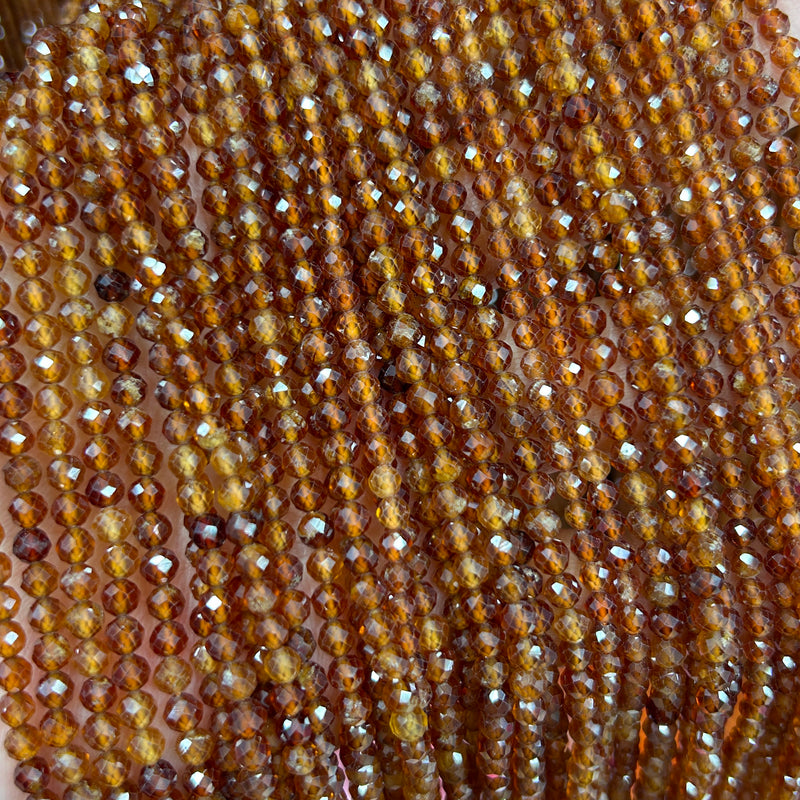 Perles à facettes en grenat orange 2 mm 3 mm 4 mm 15''