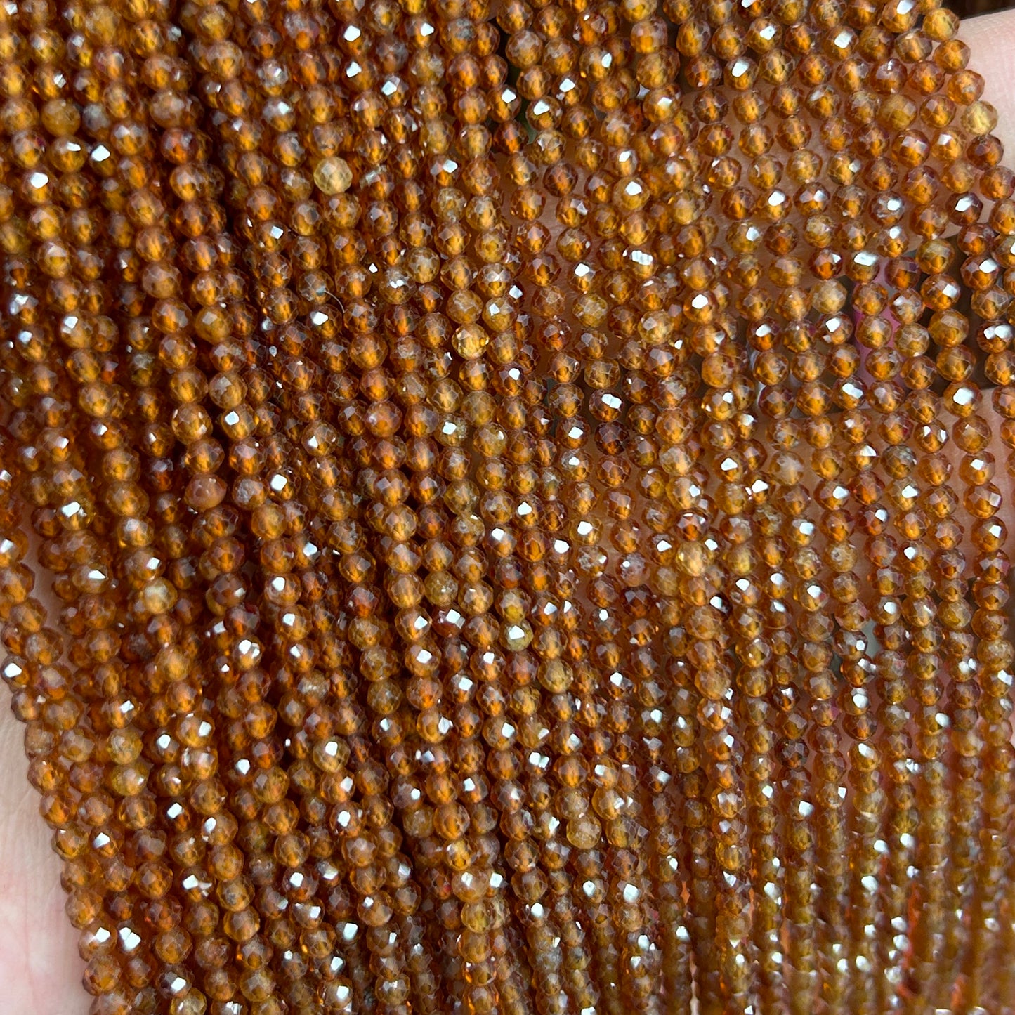 Orange Garnet Faceted Beads 2mm 3mm 4mm 15''