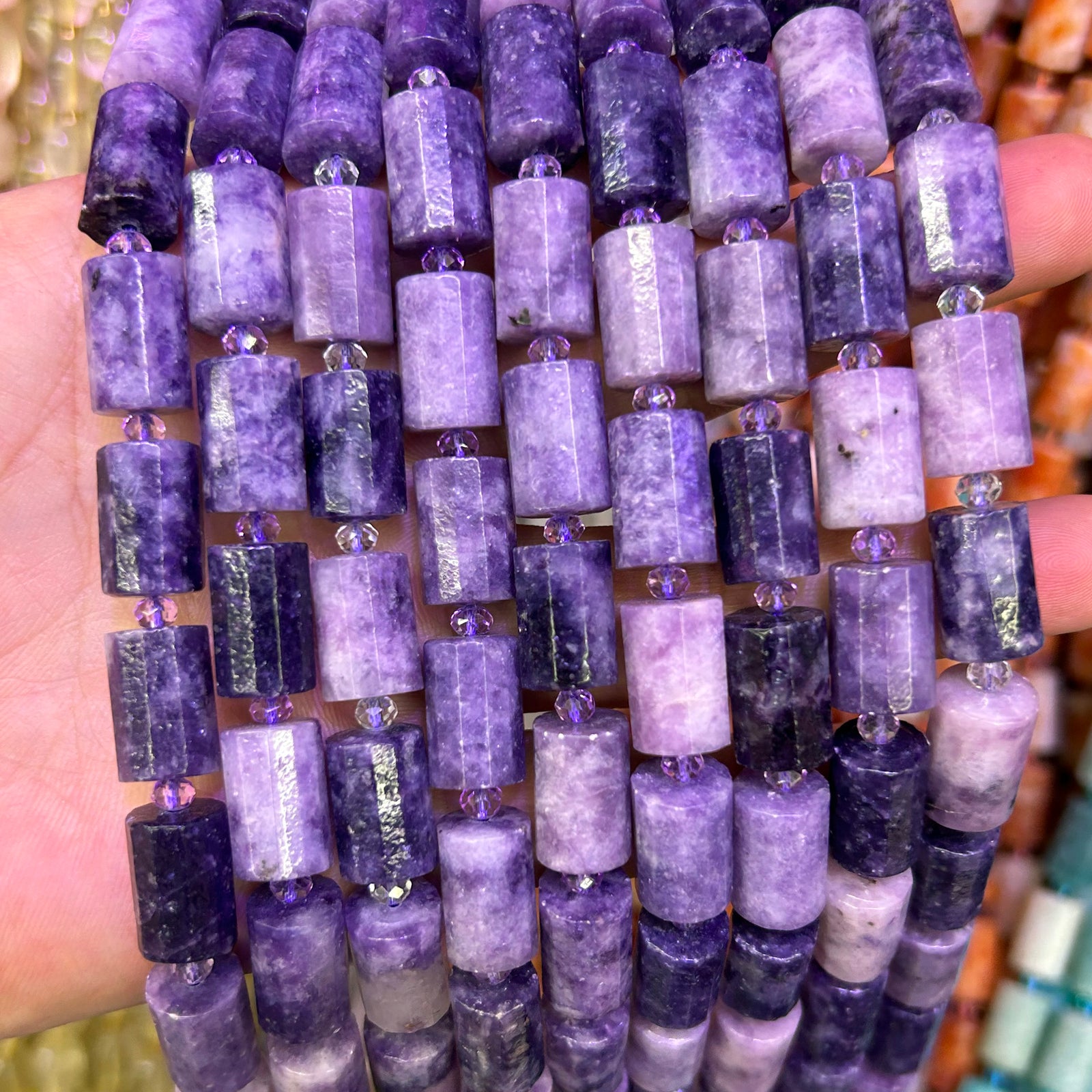 Perles à facettes en tube de cristal de quartz 10 x 14 mm, 22 pièces