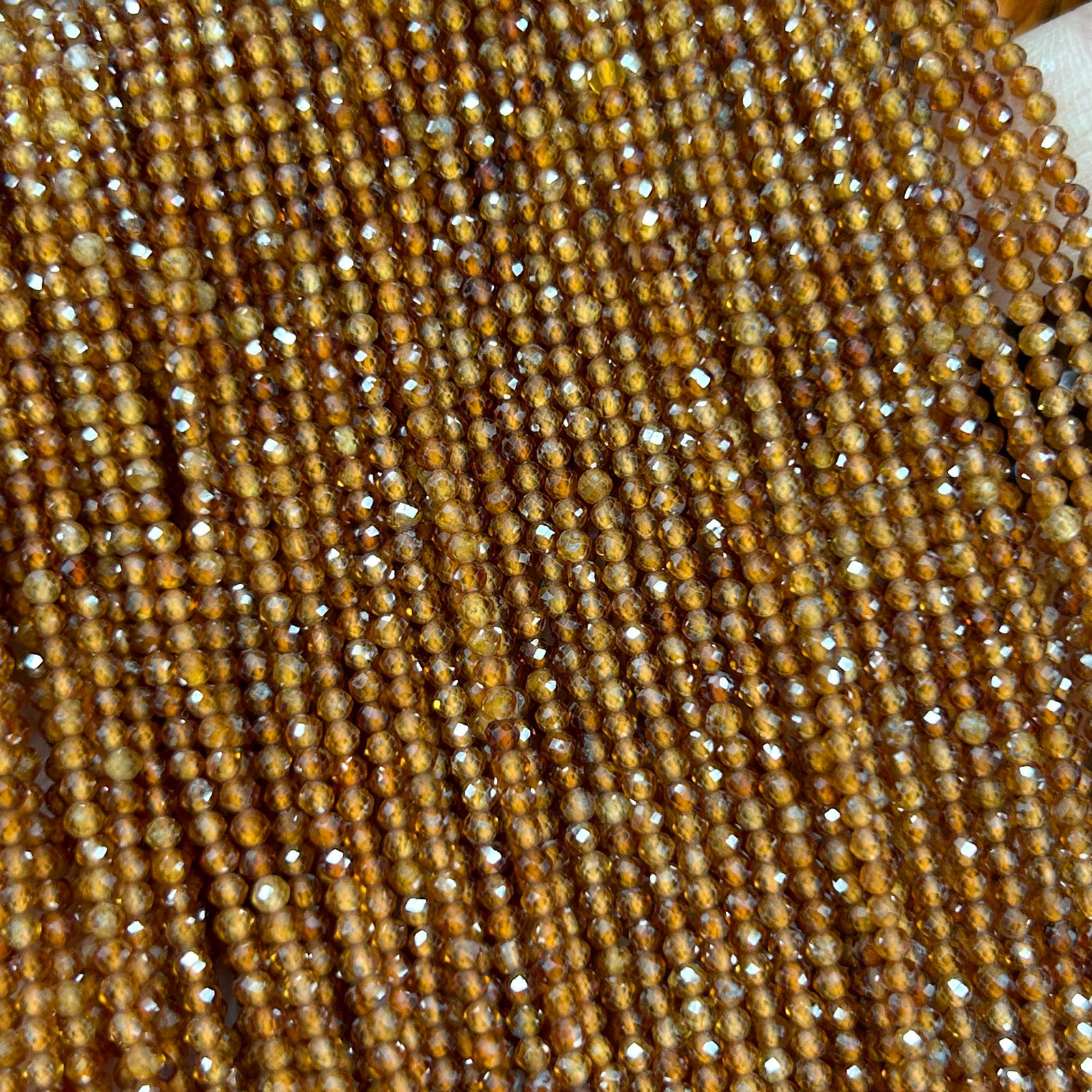 Perles à facettes en grenat orange 2 mm 3 mm 4 mm 15''