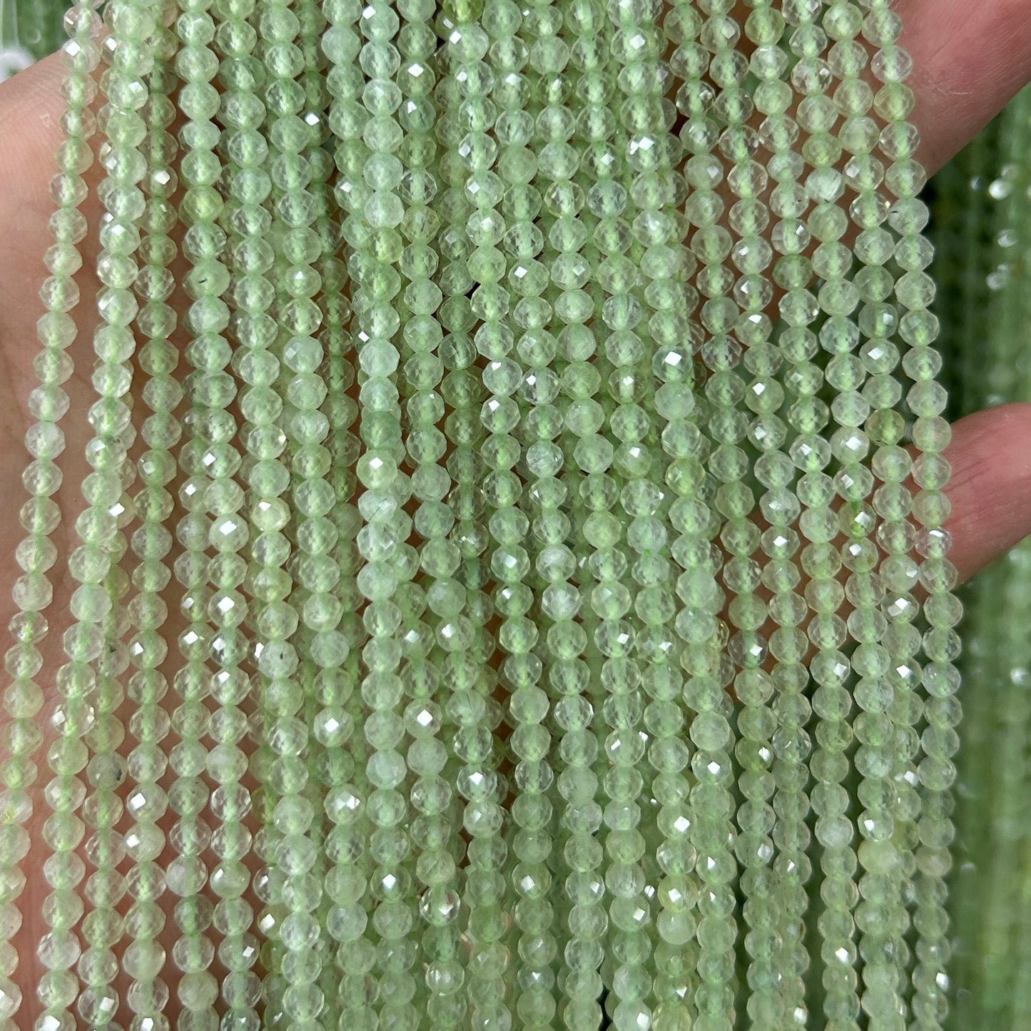 Prehnite Faceted Beads 2mm 3mm 4mm 15''