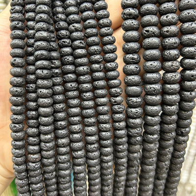 Lava Rondelle Beads 4x6mm 5x8mm 6x10mm 15''