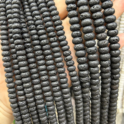 Lava Rondelle Beads 4x6mm 5x8mm 6x10mm 15''