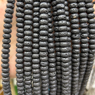 Lava Rondelle Beads 4x6mm 5x8mm 6x10mm 15''