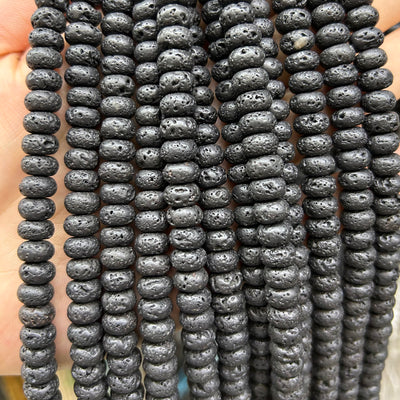 Lava Rondelle Beads 4x6mm 5x8mm 6x10mm 15''