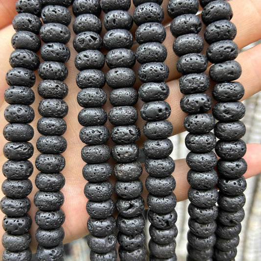 Lava Rondelle Beads 4x6mm 5x8mm 6x10mm 15''