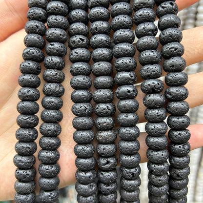 Lava Rondelle Beads 4x6mm 5x8mm 6x10mm 15''