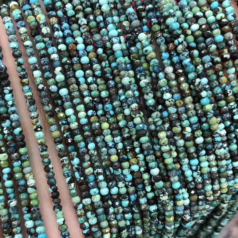 Ægte turkis rondelle facetterede perler 2x3/4mm 15''