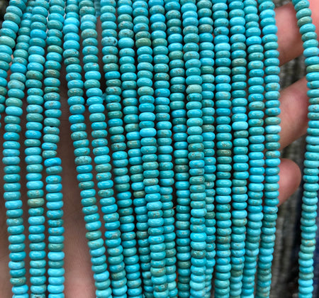 Blue Turquoise Rondelle Beads 15''