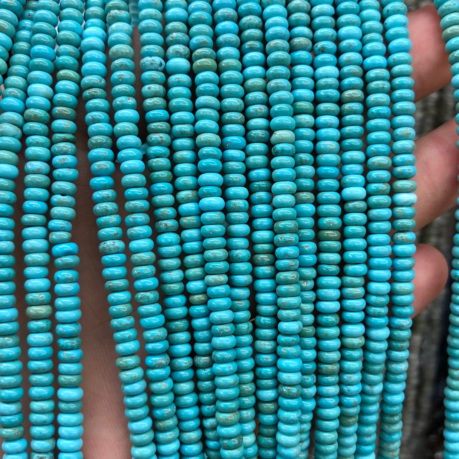Blue Turquoise Rondelle Beads 15''