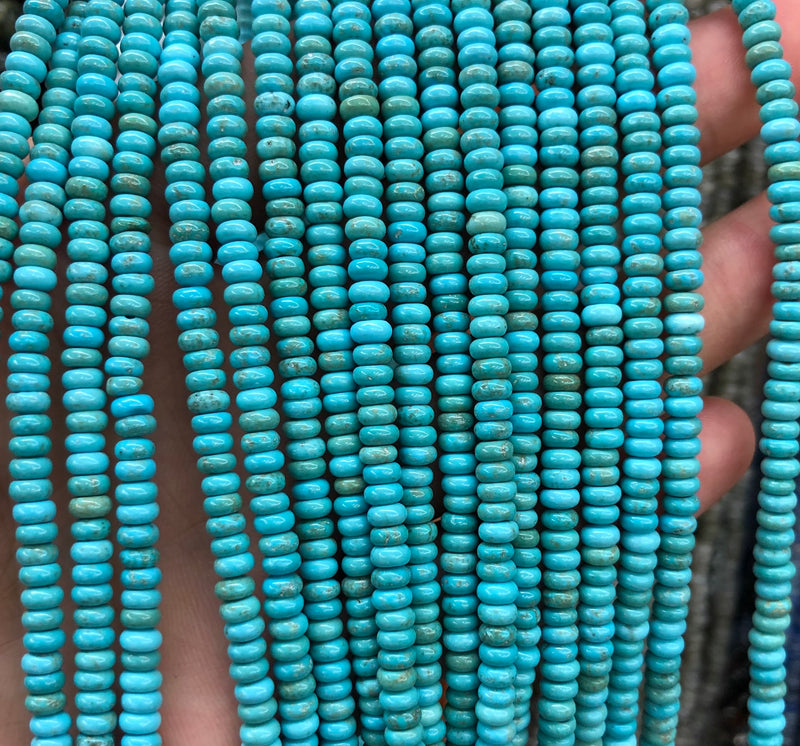 Blue Turquoise Rondelle Beads 15''