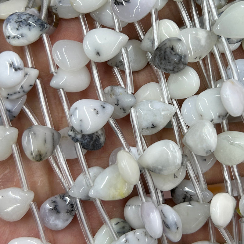 A+ Lilla Grøn Fluorit Dråbeperler 10x14mm 26STK