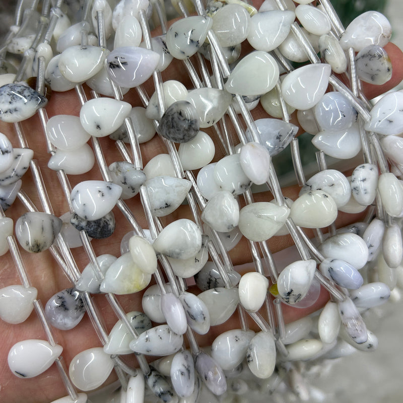 A+ Lilla Grøn Fluorit Dråbeperler 10x14mm 26STK