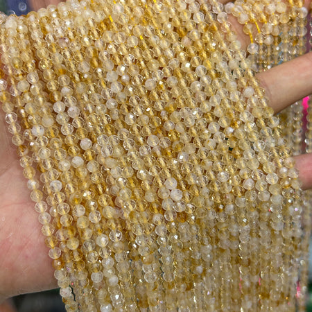Citrine Faceted Beads 2mm 3mm 4mm 15''