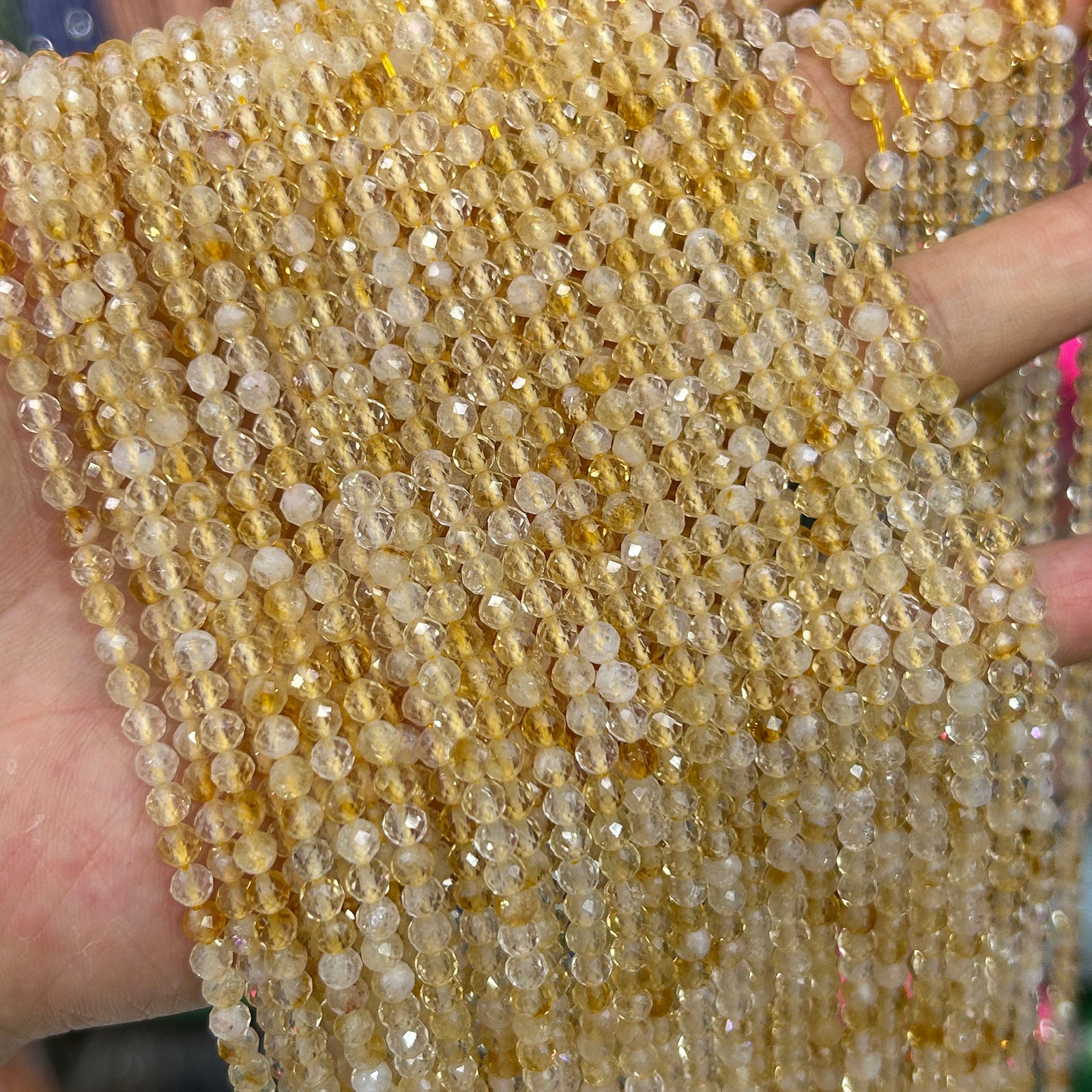 Citrine Faceted Beads 2mm 3mm 4mm 15''