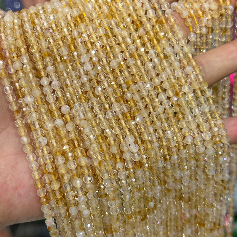 Citrine Faceted Beads 2mm 3mm 4mm 15''