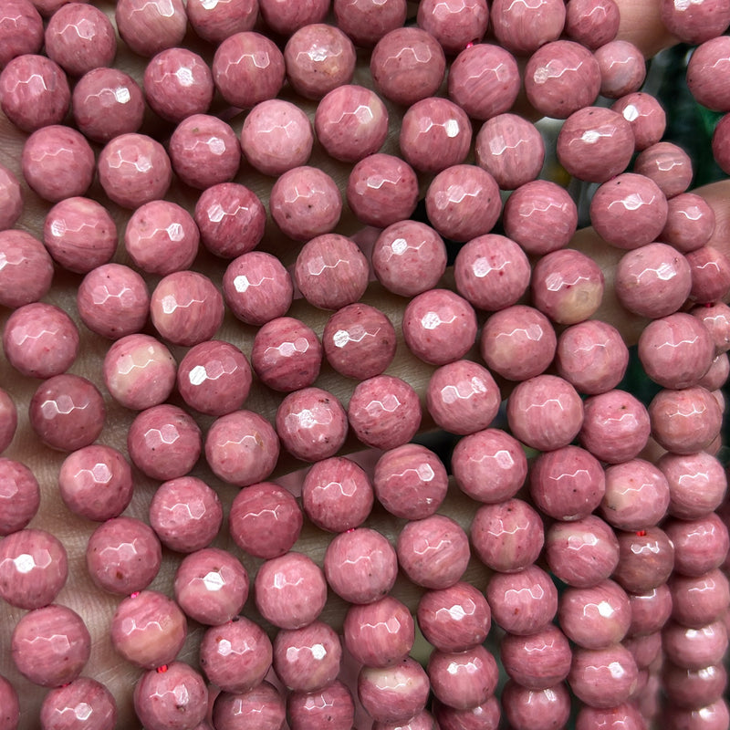 Red Rhodonite Faceted Beads  6mm 8mm 10mm 15''