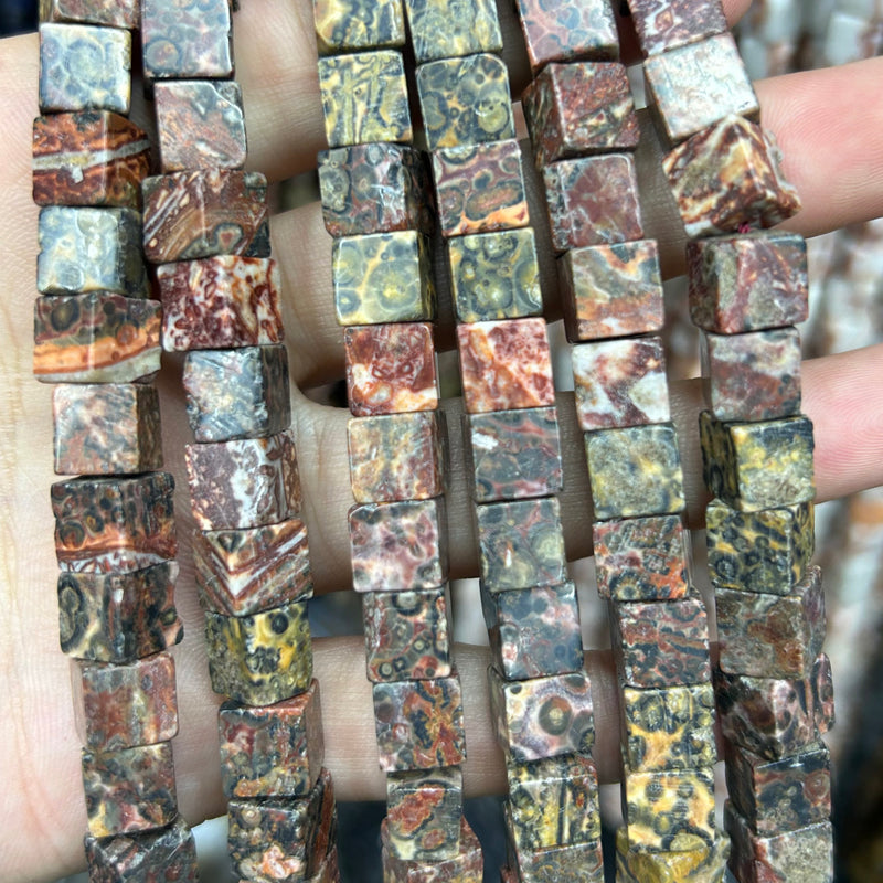 Leopard Jasper Cube Beads 8mm 15''
