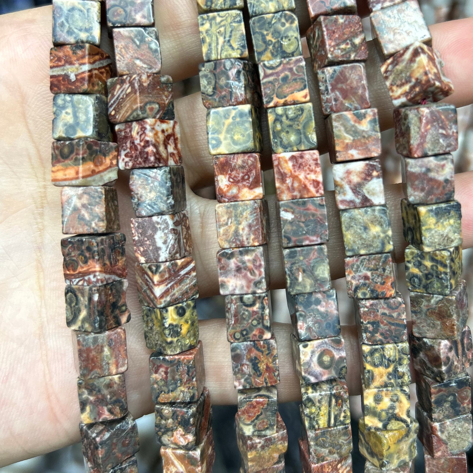 Leopard Jasper Cube Beads 8mm 15''