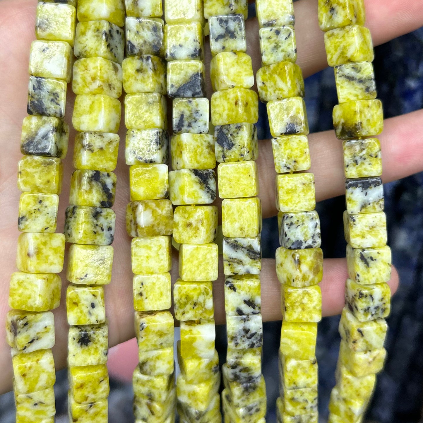 Yellow Turquoise Cube Beads 8mm 15''
