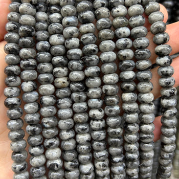 Black Labradorite Rondelle Beads 4x6mm 5x8mm 15''