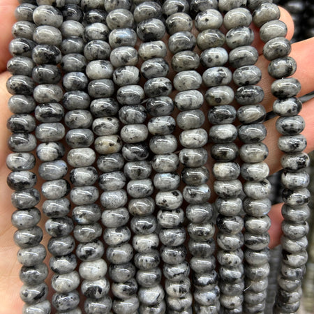 Black Labradorite Rondelle Beads 4x6mm 5x8mm 15''