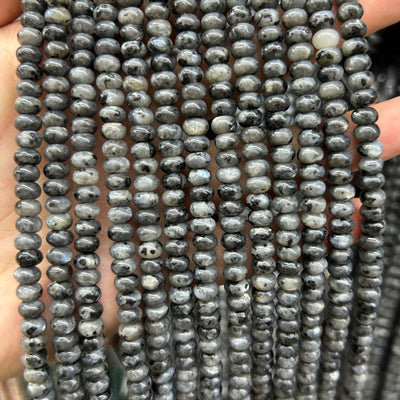 Black Labradorite Rondelle Beads 4x6mm 5x8mm 15''