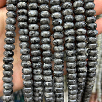 Black Labradorite Rondelle Beads 4x6mm 5x8mm 15''